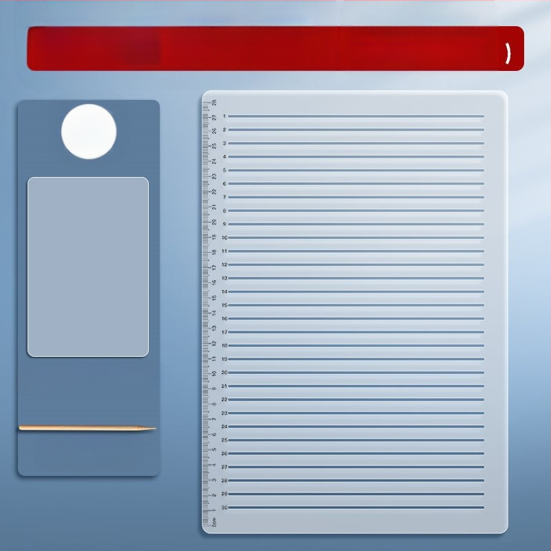 Пластмасово правило с решетка, без следи от писане, с марки 0.9 cm и 1 cm за изпитни отговори