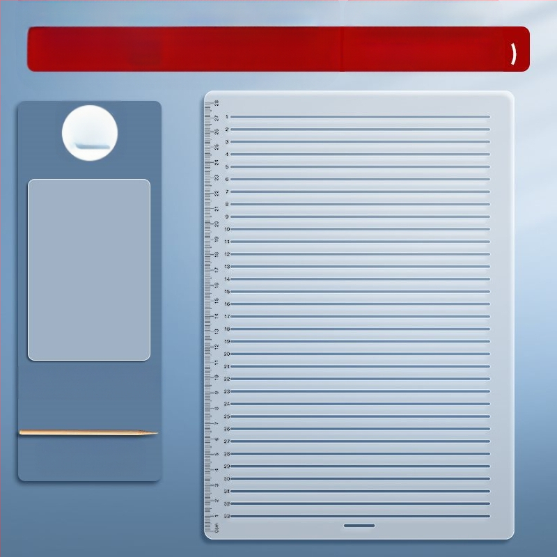 Пластмасово правило с решетка, без следи от писане, с марки 0.9 cm и 1 cm за изпитни отговори