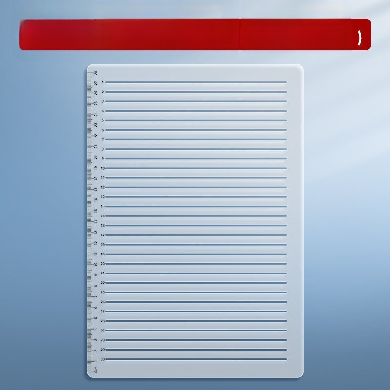 Пластмасово правило с решетка, без следи от писане, с марки 0.9 cm и 1 cm за изпитни отговори