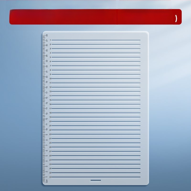 Пластмасово правило с решетка, без следи от писане, с марки 0.9 cm и 1 cm за изпитни отговори