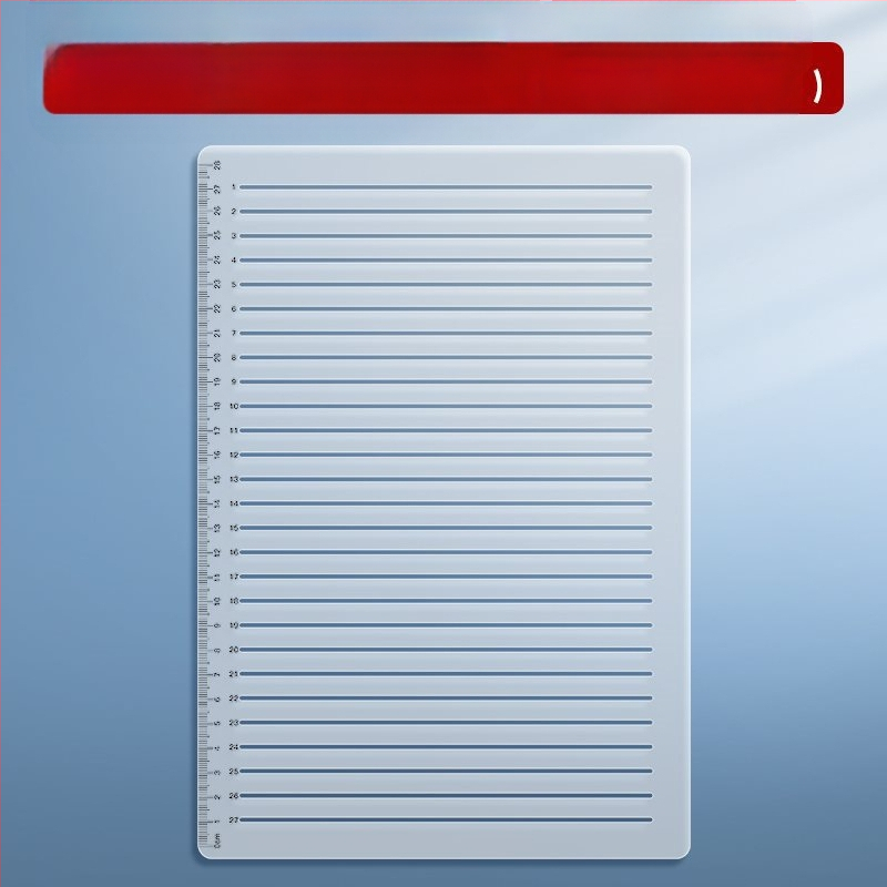 Пластмасово правило с решетка, без следи от писане, с марки 0.9 cm и 1 cm за изпитни отговори