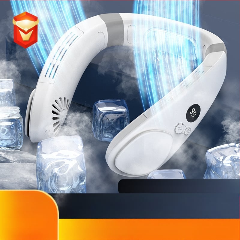 Ventilator mini pentru gât fără palete, baterie încorporată de 4000 mAh, încărcare USB, 3 viteze, motor brushless, zgomot sub 36 dB