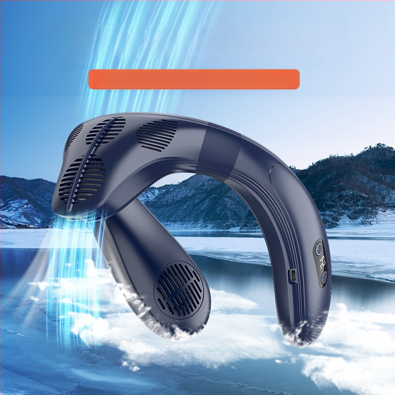 Ventilator mini pentru gât fără palete, baterie încorporată de 4000 mAh, încărcare USB, 3 viteze, motor brushless, zgomot sub 36 dB