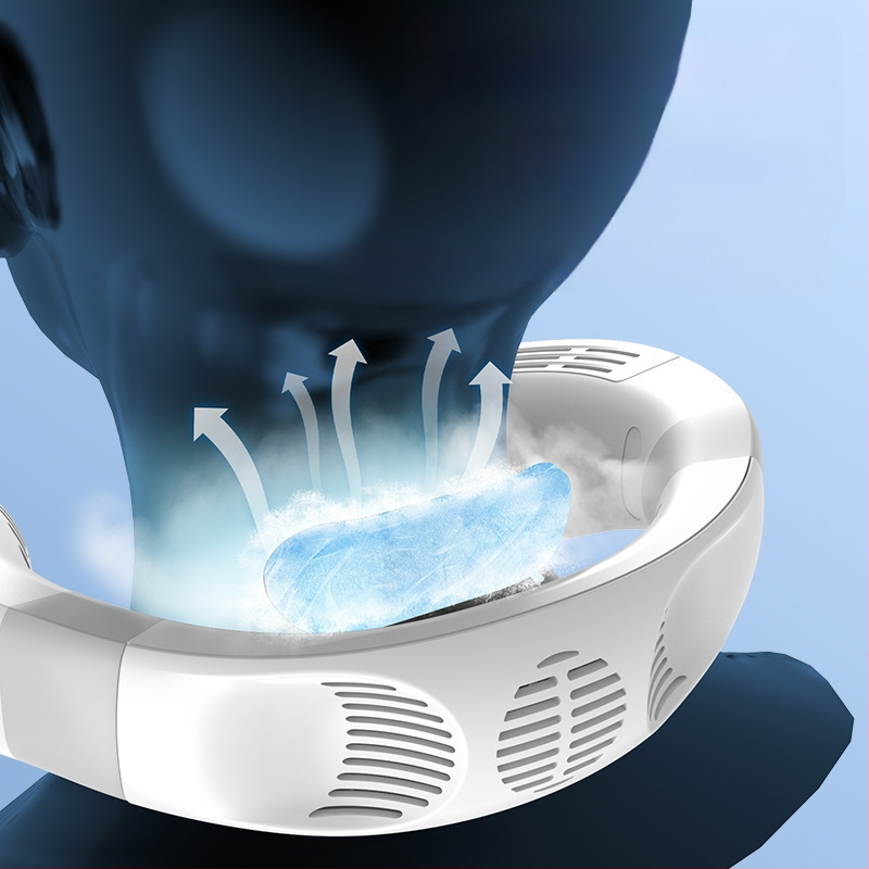 Ventilator mini pentru gât fără palete, baterie încorporată de 4000 mAh, încărcare USB, 3 viteze, motor brushless, zgomot sub 36 dB