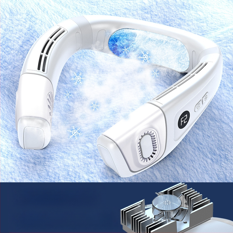 Ventilator mini pentru gât fără palete, baterie încorporată de 4000 mAh, încărcare USB, 3 viteze, motor brushless, zgomot sub 36 dB