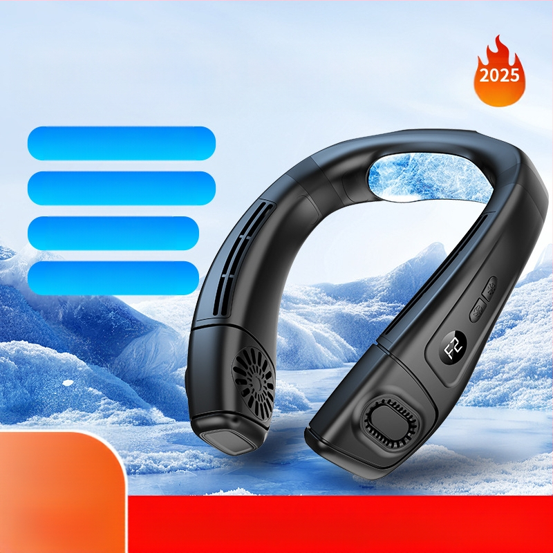 Ventilator mini pentru gât fără palete, baterie încorporată de 4000 mAh, încărcare USB, 3 viteze, motor brushless, zgomot sub 36 dB