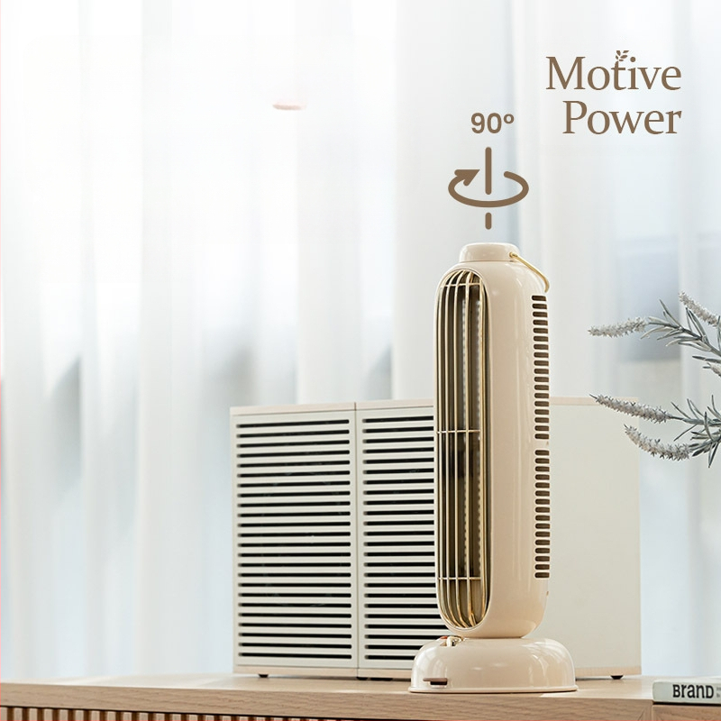 Ventilator bez lopatica za stolno korištenje s aromaterapijom, USB napajanje, ugrađena baterija 2000–4000 mAh, 4 brzine, buka ispod 36 dB, glava koja se oscilira