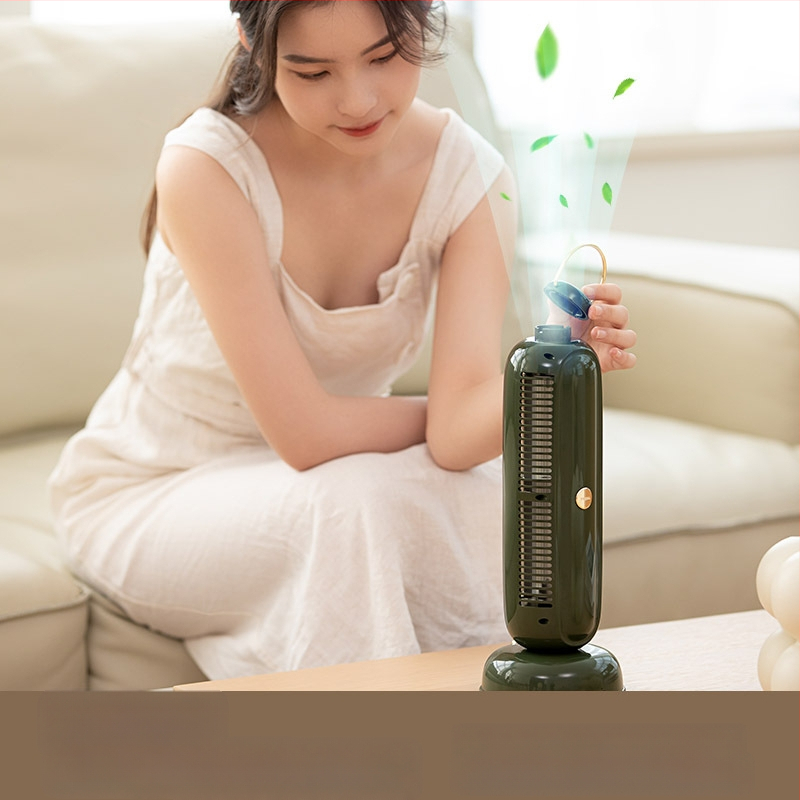Ventilator bez lopatica za stolno korištenje s aromaterapijom, USB napajanje, ugrađena baterija 2000–4000 mAh, 4 brzine, buka ispod 36 dB, glava koja se oscilira