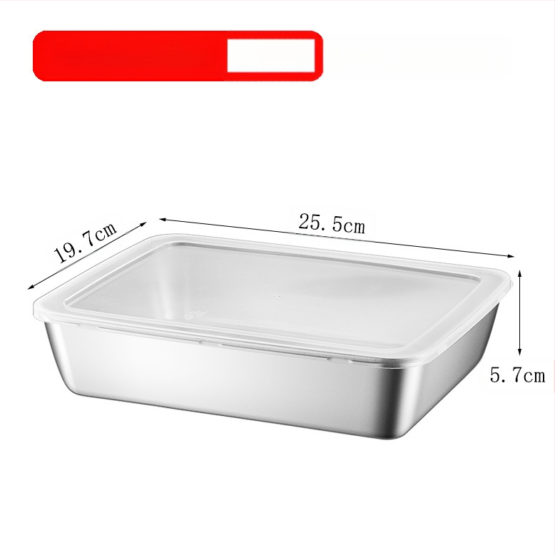 Nerūdijančio plieno kvadratinė lėkštė su dangčiu – patvari serviravimo ir laikymo talpa, elektrolyzinis paviršius, galimybė spausdinti logotipą