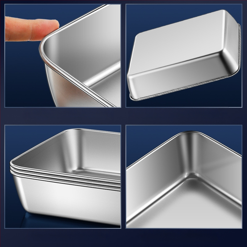 Nerūdijančio plieno kvadratinė lėkštė su dangčiu – patvari serviravimo ir laikymo talpa, elektrolyzinis paviršius, galimybė spausdinti logotipą