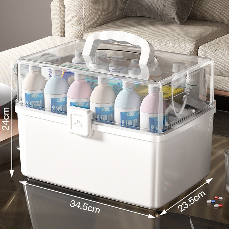 Fengzhe Gyógyszeres doboz, háromrétegű hordozható műanyag tároló, nagy kapacitás