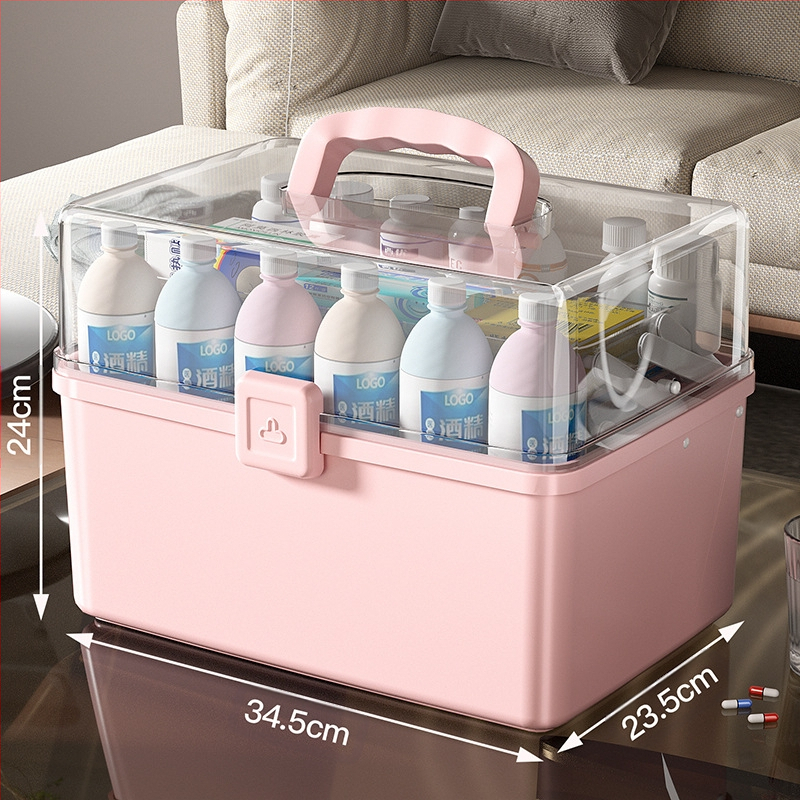 Fengzhe Gyógyszeres doboz, háromrétegű hordozható műanyag tároló, nagy kapacitás