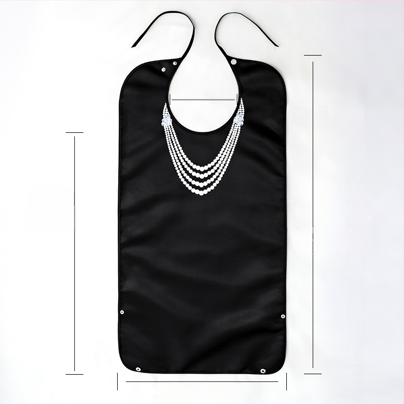 Bib pentru alimentație la vârstnici — impermeabil, rezistent la ulei, țesătură satin/PU, poliester, modele variate