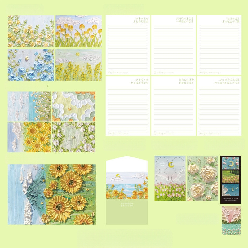 Promóciós postai üdvözlőlap pasztorális olajfestmény illusztrációval ünnepi üdvözletekhez; szokásos postai lapok; nem testreszabható.