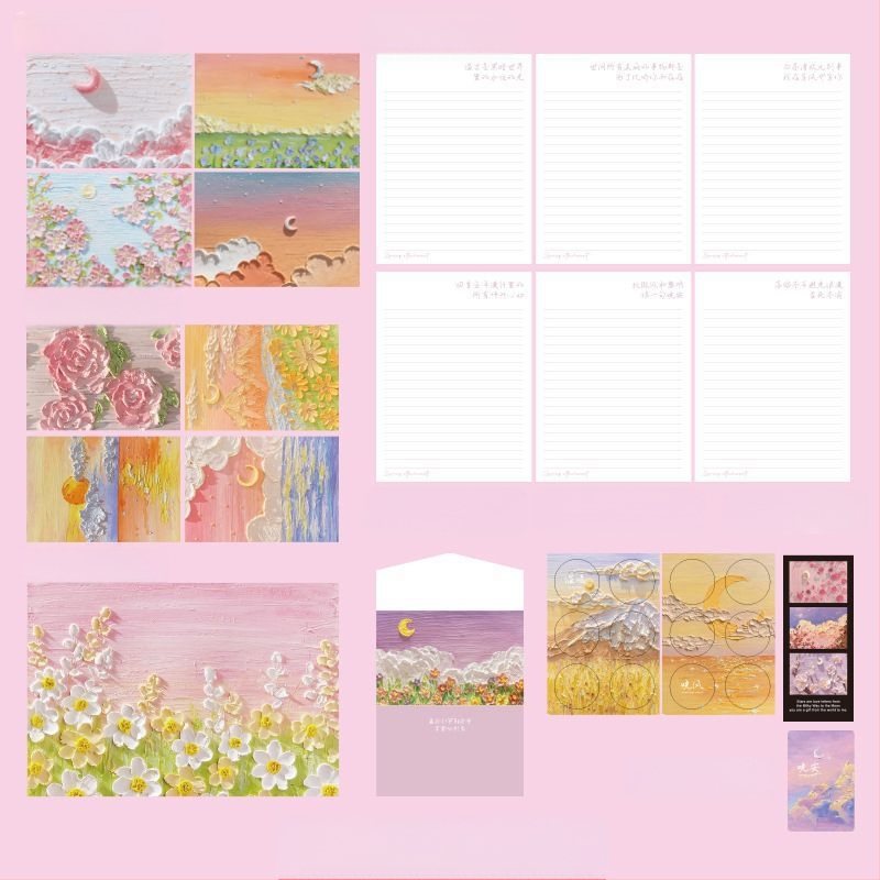 Promóciós postai üdvözlőlap pasztorális olajfestmény illusztrációval ünnepi üdvözletekhez; szokásos postai lapok; nem testreszabható.