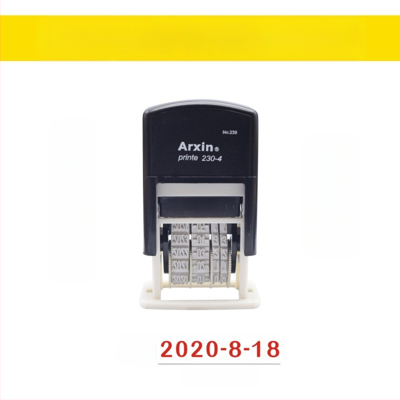 Печат за датиране — връщане на мастило; дата печат (Материал: пластмаса; Характеристики: връщане на мастило; Форма: печат за дата; Използване: отпечатване на дата)