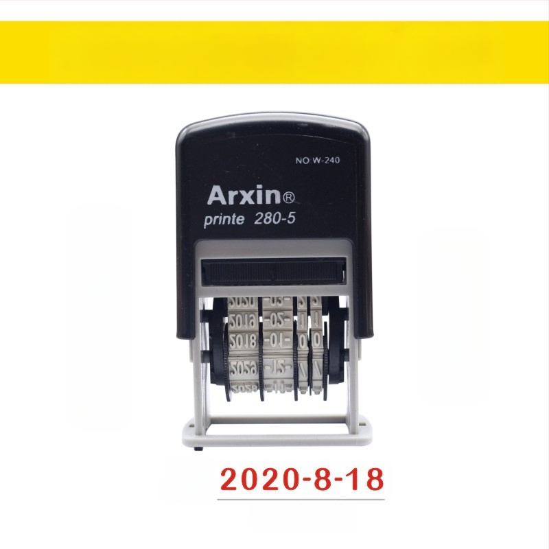 Печат за датиране — връщане на мастило; дата печат (Материал: пластмаса; Характеристики: връщане на мастило; Форма: печат за дата; Използване: отпечатване на дата)