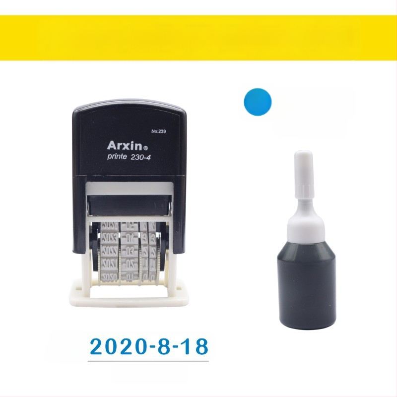 Печат за датиране — връщане на мастило; дата печат (Материал: пластмаса; Характеристики: връщане на мастило; Форма: печат за дата; Използване: отпечатване на дата)