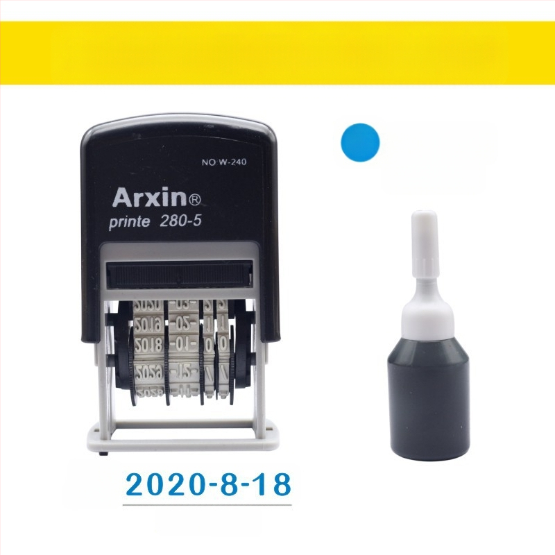 Печат за датиране — връщане на мастило; дата печат (Материал: пластмаса; Характеристики: връщане на мастило; Форма: печат за дата; Използване: отпечатване на дата)