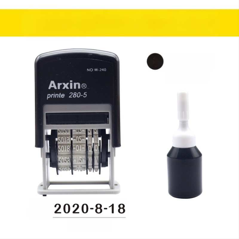 Печат за датиране — връщане на мастило; дата печат (Материал: пластмаса; Характеристики: връщане на мастило; Форма: печат за дата; Използване: отпечатване на дата)