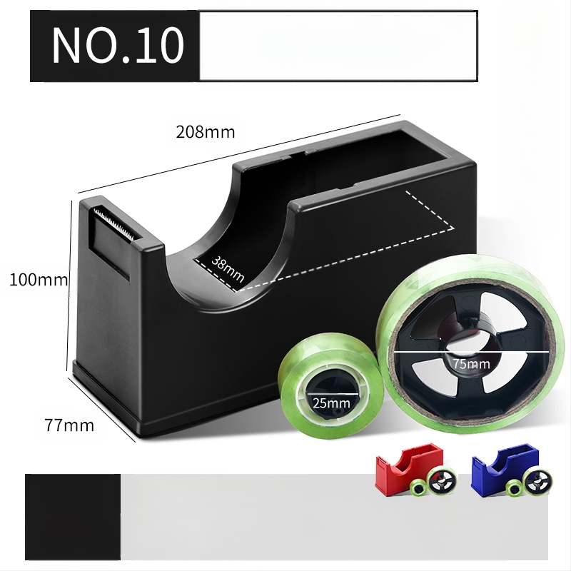 Transparentni držač trake s rezačom, plastični, model NO.6-NO.9, promjer osovine 25 mm, širina trake do 22 mm, neto težina 500 g