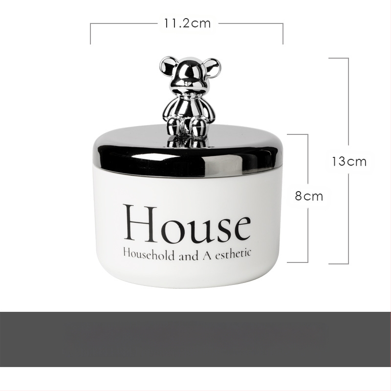 Cenușar din oțel inoxidabil cu capac în formă de urs, rezistent la vânt și fum, stil Nordic, pentru birou, KTV și bar