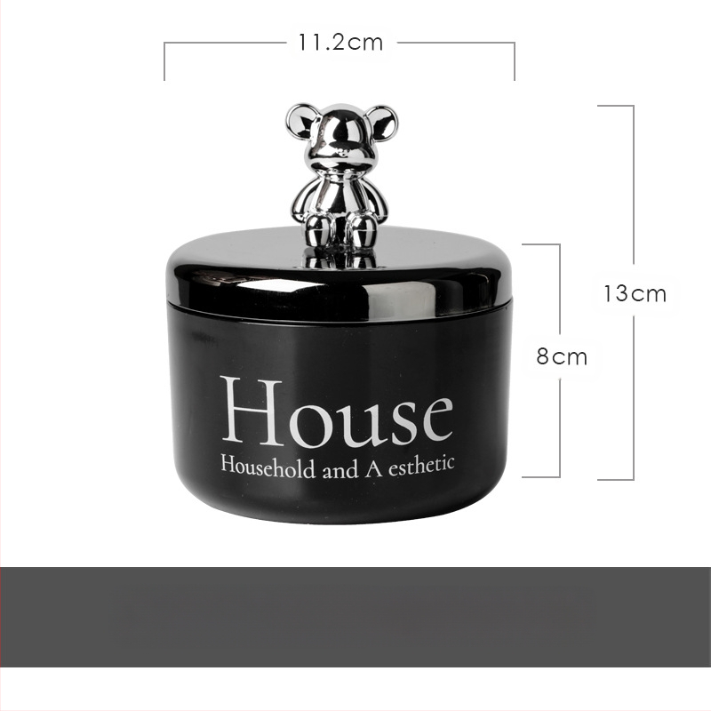 Cenușar din oțel inoxidabil cu capac în formă de urs, rezistent la vânt și fum, stil Nordic, pentru birou, KTV și bar