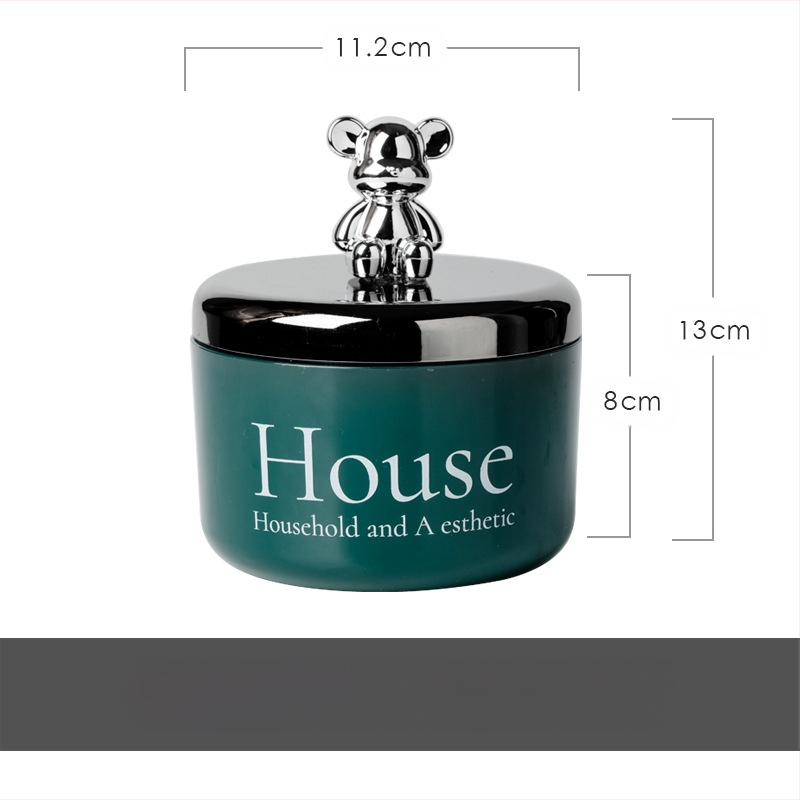 Cenușar din oțel inoxidabil cu capac în formă de urs, rezistent la vânt și fum, stil Nordic, pentru birou, KTV și bar