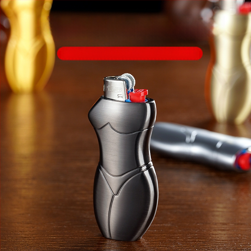 909-J5 Yafeng fémötvözetből készült öngyújtó burkolat, emberi alakú kreatív dizájn, logónyomás elérhető, testreszabás lehetséges, 500 darabos csomag