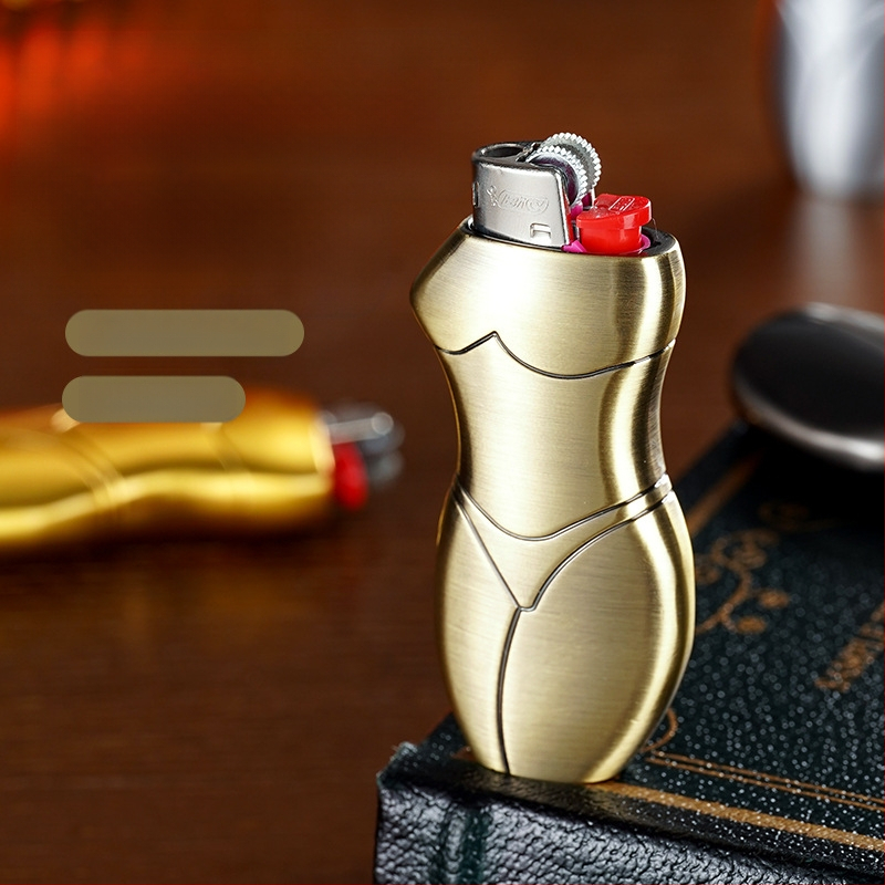 909-J5 Yafeng fémötvözetből készült öngyújtó burkolat, emberi alakú kreatív dizájn, logónyomás elérhető, testreszabás lehetséges, 500 darabos csomag