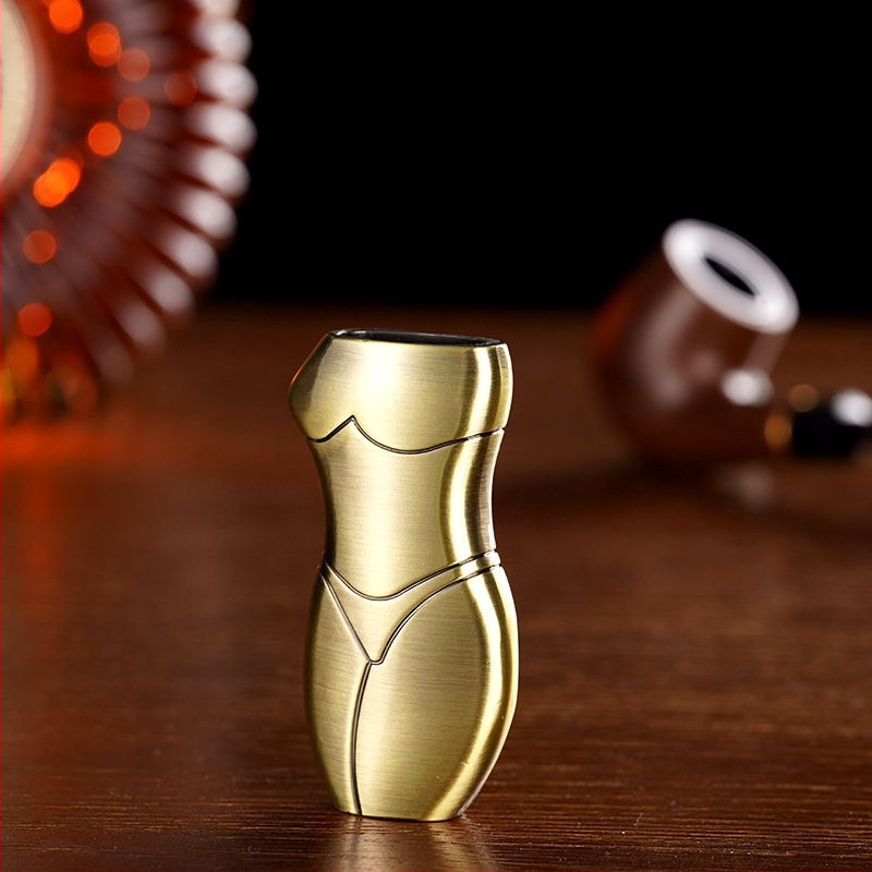 909-J5 Yafeng fémötvözetből készült öngyújtó burkolat, emberi alakú kreatív dizájn, logónyomás elérhető, testreszabás lehetséges, 500 darabos csomag