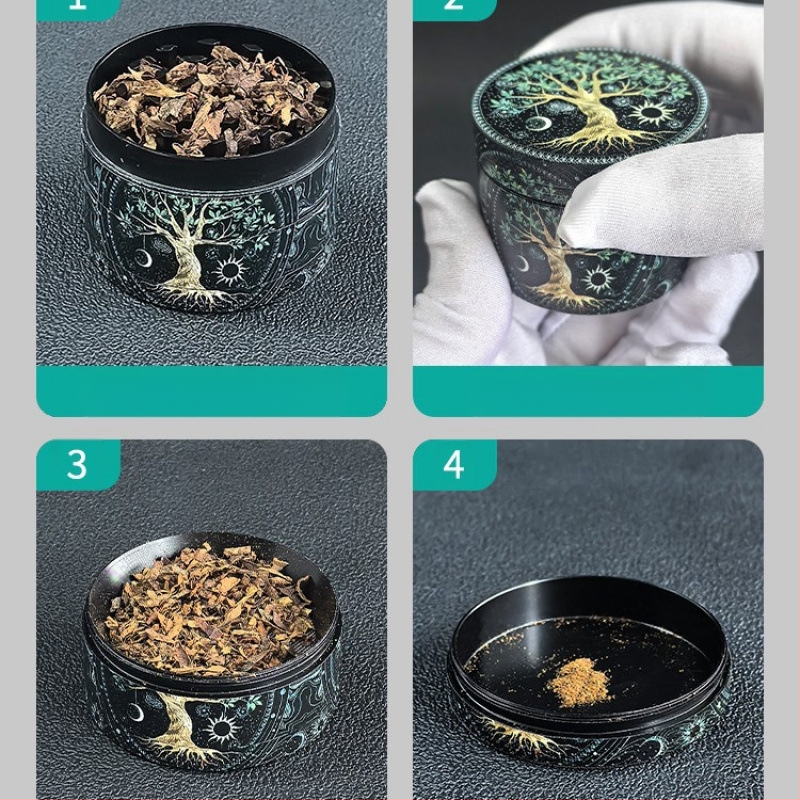 Ručni grinder za bilje, četiri sloja, ručni mlin za začine, kapacitet do 300 ml