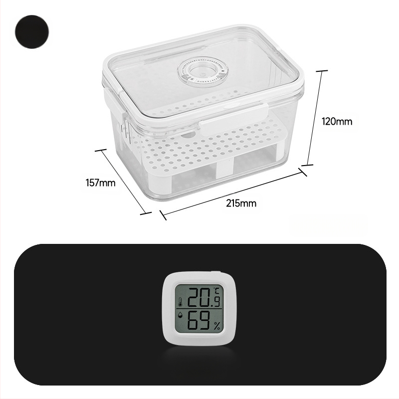 HANNICOOK szivaros doboz – zárható, nedvesség- és rovarálló, nedvesítésre és érlelésre, fogantyúval; anyagok: PET/PP/szilikon; stílus: egyszerű