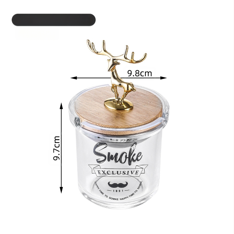 Cenușieră de sticlă cu capac, stil simplu, logo imprimat, ambalaj 36/48 bucăți