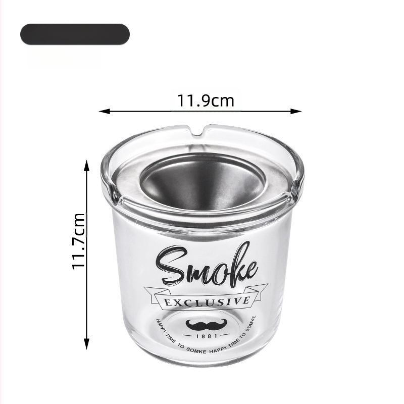 Cenușieră de sticlă cu capac, stil simplu, logo imprimat, ambalaj 36/48 bucăți