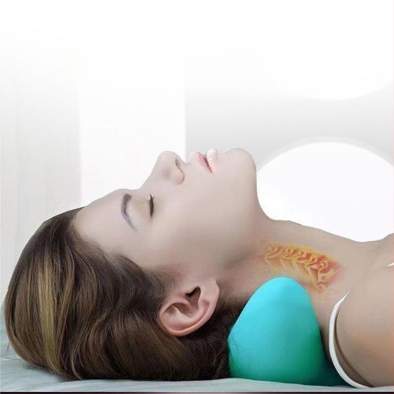 Edripin Jastuk za vratnu kralježnicu – PU materijal, D-forma jastuka za vrat, masaža i istezanje vrata s akupresurom, prijenosno za kućnu upotrebu