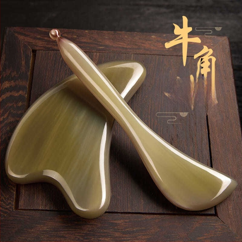 Гуаша дъска от рог за лице и тяло – масажен инструмент за повдигане на лицето, универсална употреба