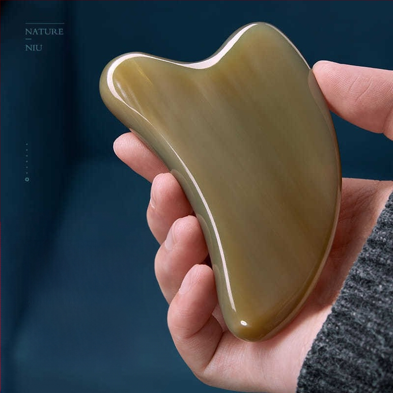 Гуаша дъска от рог за лице и тяло – масажен инструмент за повдигане на лицето, универсална употреба