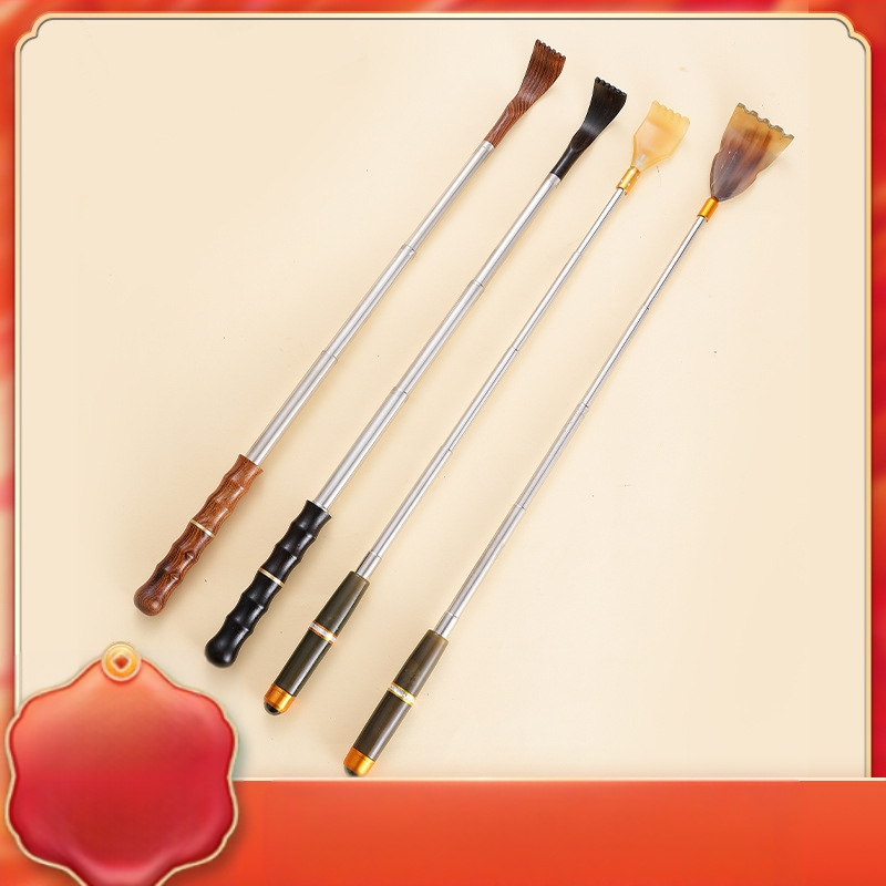 Koka/bambusa muguras skrāpētājs roga formā ar izvilkšanas un pārnēsājama dizainu