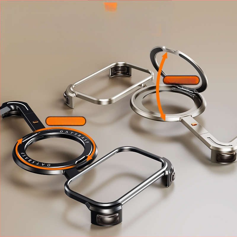 Husă pentru telefon cu cadru metalic și stand magnetic pentru Apple iPhone 17 Pro Max — prelucrat CNC, disipare căldură, rezistent la căderi, personalizabil