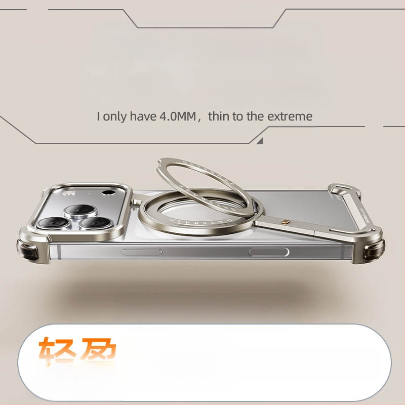 Husă pentru telefon cu cadru metalic și stand magnetic pentru Apple iPhone 17 Pro Max — prelucrat CNC, disipare căldură, rezistent la căderi, personalizabil