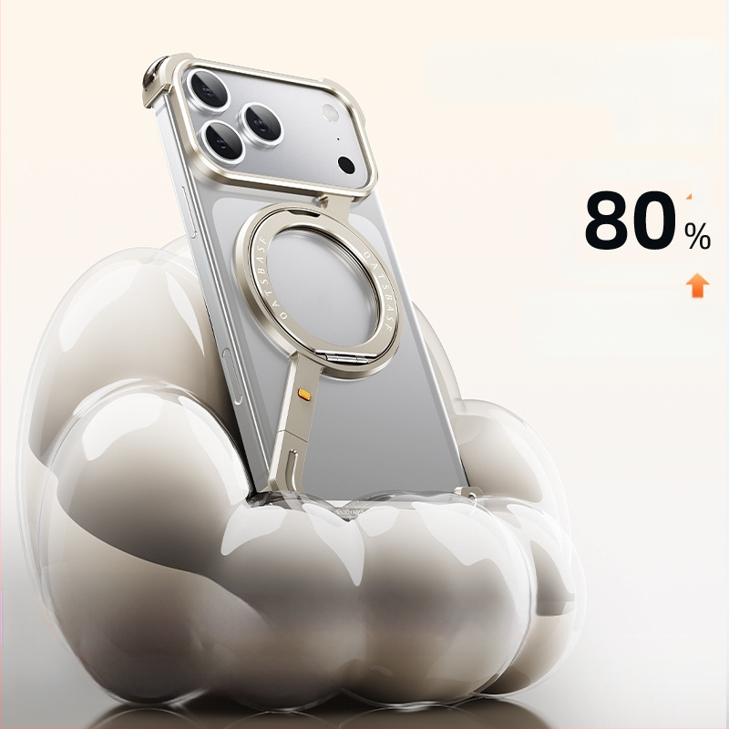 Husă pentru telefon cu cadru metalic și stand magnetic pentru Apple iPhone 17 Pro Max — prelucrat CNC, disipare căldură, rezistent la căderi, personalizabil