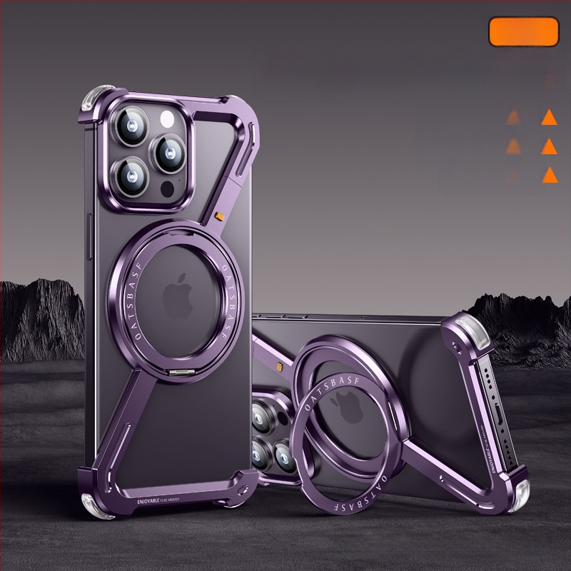 Husă pentru telefon cu cadru metalic și stand magnetic pentru Apple iPhone 17 Pro Max — prelucrat CNC, disipare căldură, rezistent la căderi, personalizabil