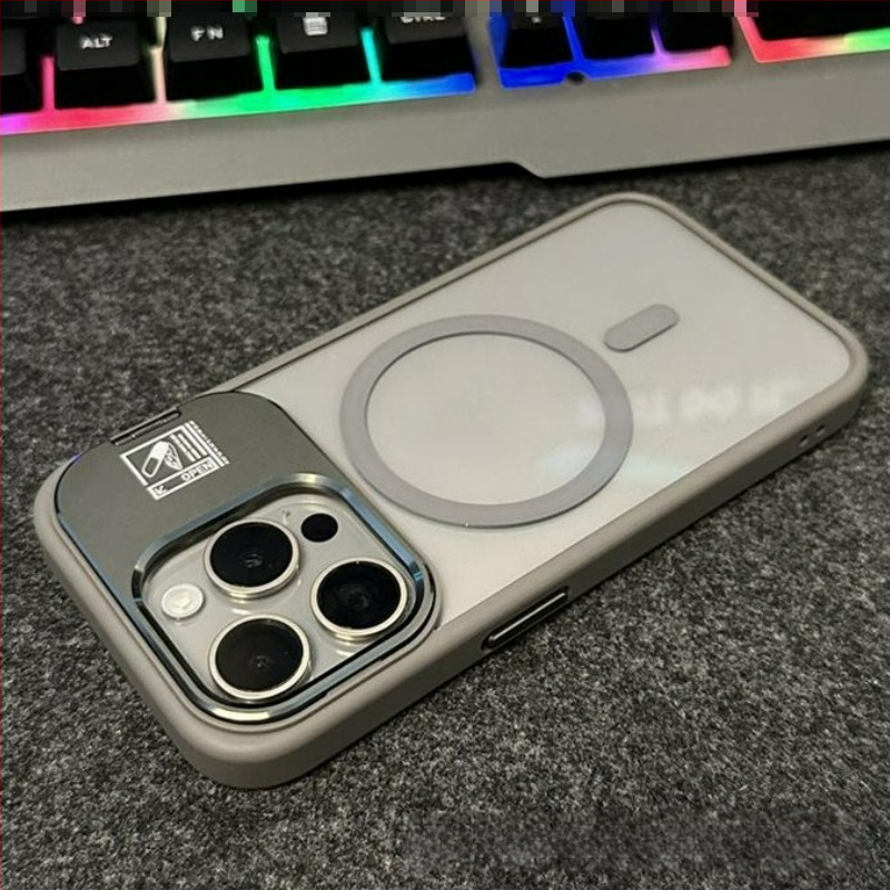 iPhone 14 Pro Max korpuss ar saliekamu statīvu un MagSafe magnētisko piesaisti, materiāls PC, izturīgs pret triecieniem, pret pirkstu nospiedumiem