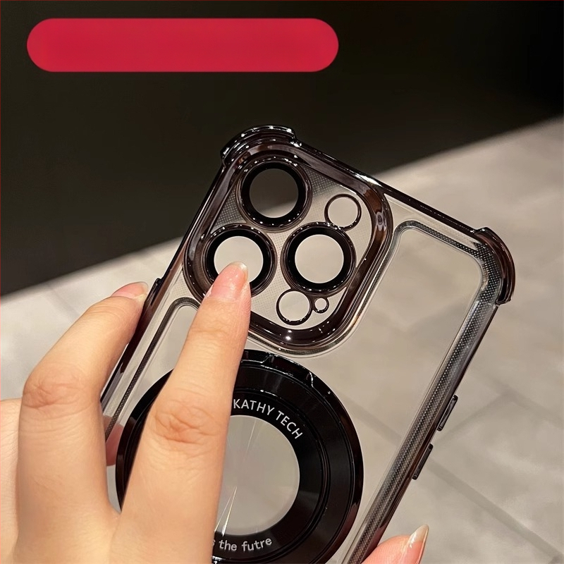 Futrola za iPhone s magnetskom podrškom, otpornost na padove u četiri kuta, elektroplatirani akril