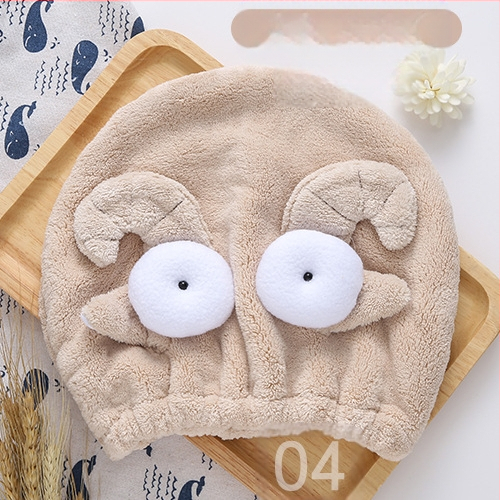 Șapcă pentru uscat părul copiilor, din fleece coral, moale, absorbant, cu design animat miel/înger, brodată. Material: fibre ultra-fine; Componenta principală: fibre de poliester; Fir: 10; Personalizare: Da; Greutate: 50–79 g