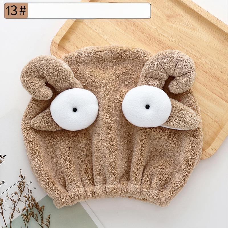 Șapcă pentru uscat părul copiilor, din fleece coral, moale, absorbant, cu design animat miel/înger, brodată. Material: fibre ultra-fine; Componenta principală: fibre de poliester; Fir: 10; Personalizare: Da; Greutate: 50–79 g