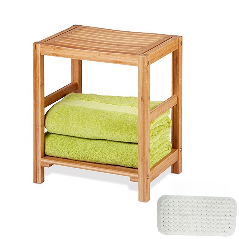 Kupaonska stolica Nanzhu od bambus-drva, protuklizna, debeli sjedalo, prostor za pohranu