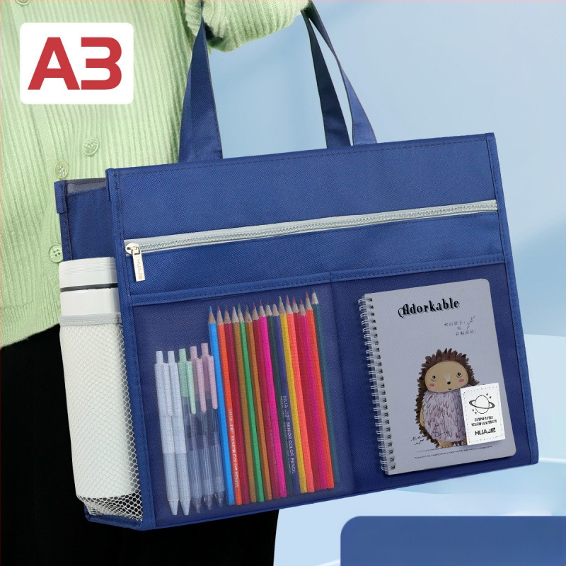 Torba za umjetnost za učenike – višeslojni dizajn, velik kapacitet, vodootporna, Oxford platno, zatvarač