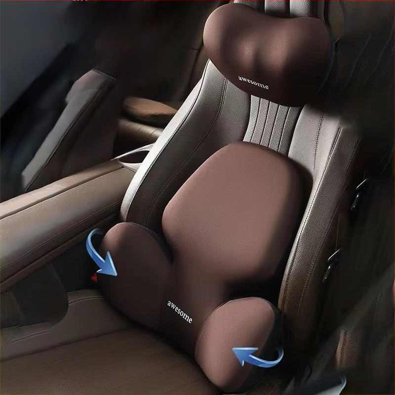 Automa galvas balsts un jostas atbalsta spilvens – pildījums no atmiņas putām, ārējais materiāls no sintētiskām šķiedrām, alfanumerisks raksts, visu sezonu